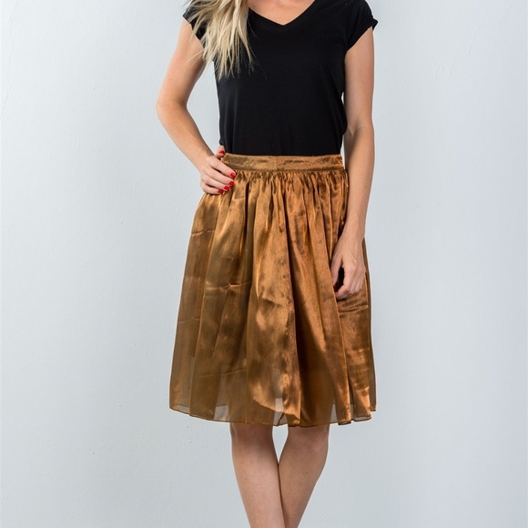 Dresses & Skirts - FASHION BRONZE MIDI PLEATED SKIRT